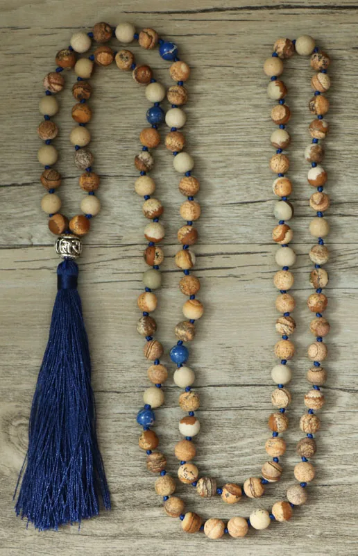 EDOTHALIA 8MM Matte Natural Picture Stone Bead Necklaces For Women Tibetan Buddhism Six Words Pendant Tassels Necklaces Jewelry
EDOTHALIA 8MM Matte Natural Picture Stone Bead Necklaces For Women Tibetan Buddhism Six Words Pendant Tassels Necklaces Jewelry