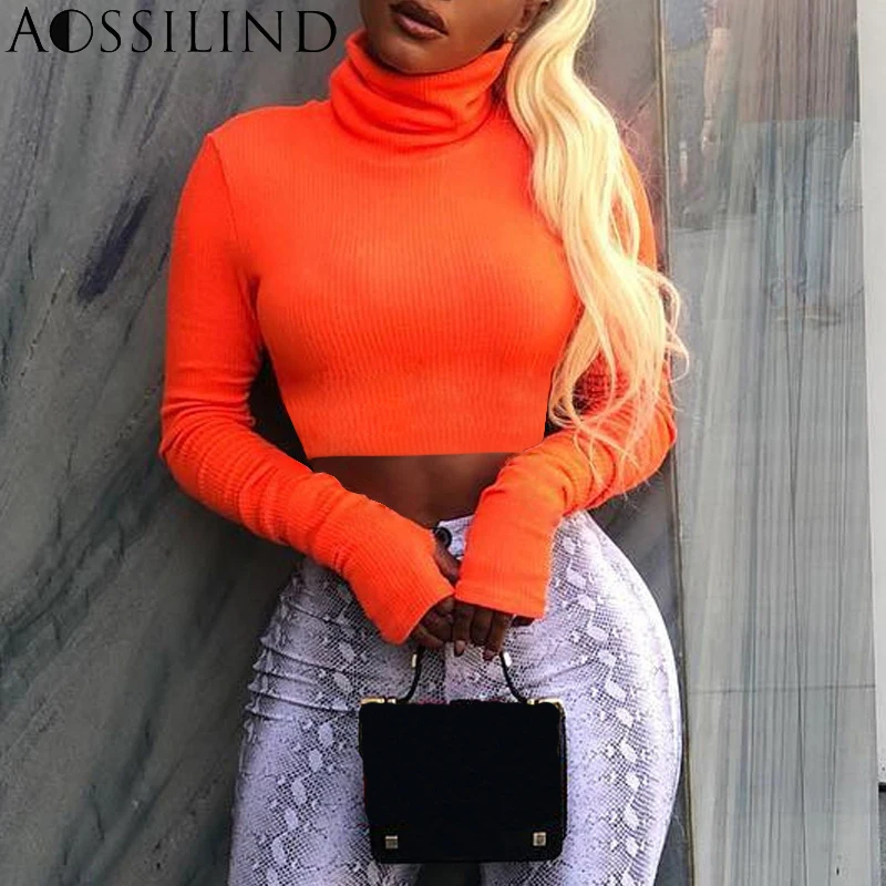 AOSSILIND Turtleneck Long Sleeve Sexy Crop Top Women Autumn Winter Short T shirt Casual Christmas Pullovers
AOSSILIND Turtleneck Long Sleeve Sexy Crop Top Women Autumn Winter Short T shirt Casual Christmas Pullovers