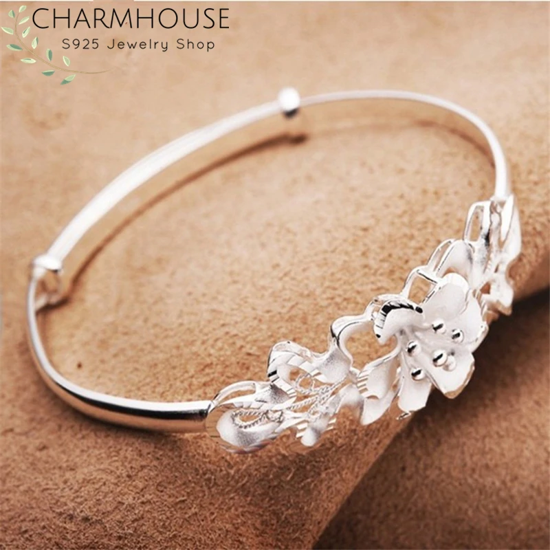 Solid 925 Silver Bangles & Bracelets For Women Flower Cuff Bangles Adjustable Wristband Pulseira Wedding Jewelry Accesories
Solid 925 Silver Bangles & Bracelets For Women Flower Cuff Bangles Adjustable Wristband Pulseira Wedding Jewelry Accesories