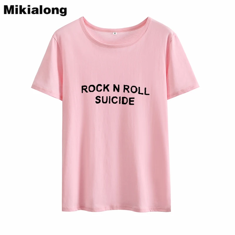 Футболка Mikialong модель 2018 года забавная Женская футболка рок-н-ролл с принтом