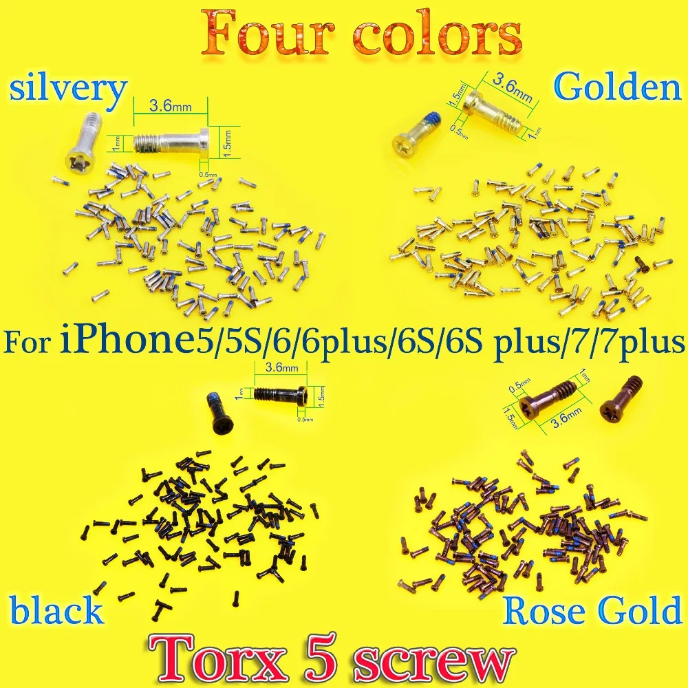 5pcs Back Cover Screw for iPhone 6 6S New Bottom Dock Connector Five Star Pentalobe Screws For iPhone 5 5S Gold
5pcs Back Cover Screw for iPhone 6 6S New Bottom Dock Connector Five Star Pentalobe Screws For iPhone 5 5S Gold