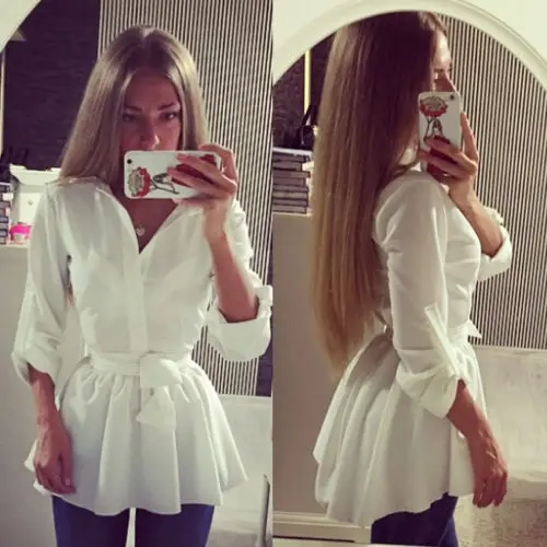 Women Loose Button Down Shirt Tops Casual Turn-down Collar Long Sleeves Blouse Dress Mini Dress
Women Loose Button Down Shirt Tops Casual Turn-down Collar Long Sleeves Blouse Dress Mini Dress