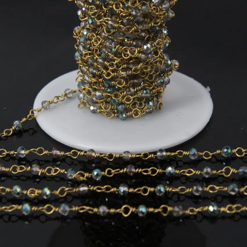 5Meter/lot,2x3mm Rainbow Titanium Clear Crystal Glass Rosary Style Chain,AB Glass Faceted Rondelle beads Brass Wrapped Chain
5Meter/lot,2x3mm Rainbow Titanium Clear Crystal Glass Rosary Style Chain,AB Glass Faceted Rondelle beads Brass Wrapped Chain