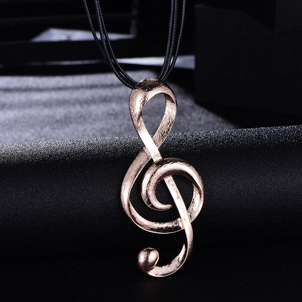 Silvery Plated Music Note Big Pendant Vintage Necklaces for Women Leather Chain 3 Layered Necklace Fashion Jewelry Gift 2020 | Украшения и