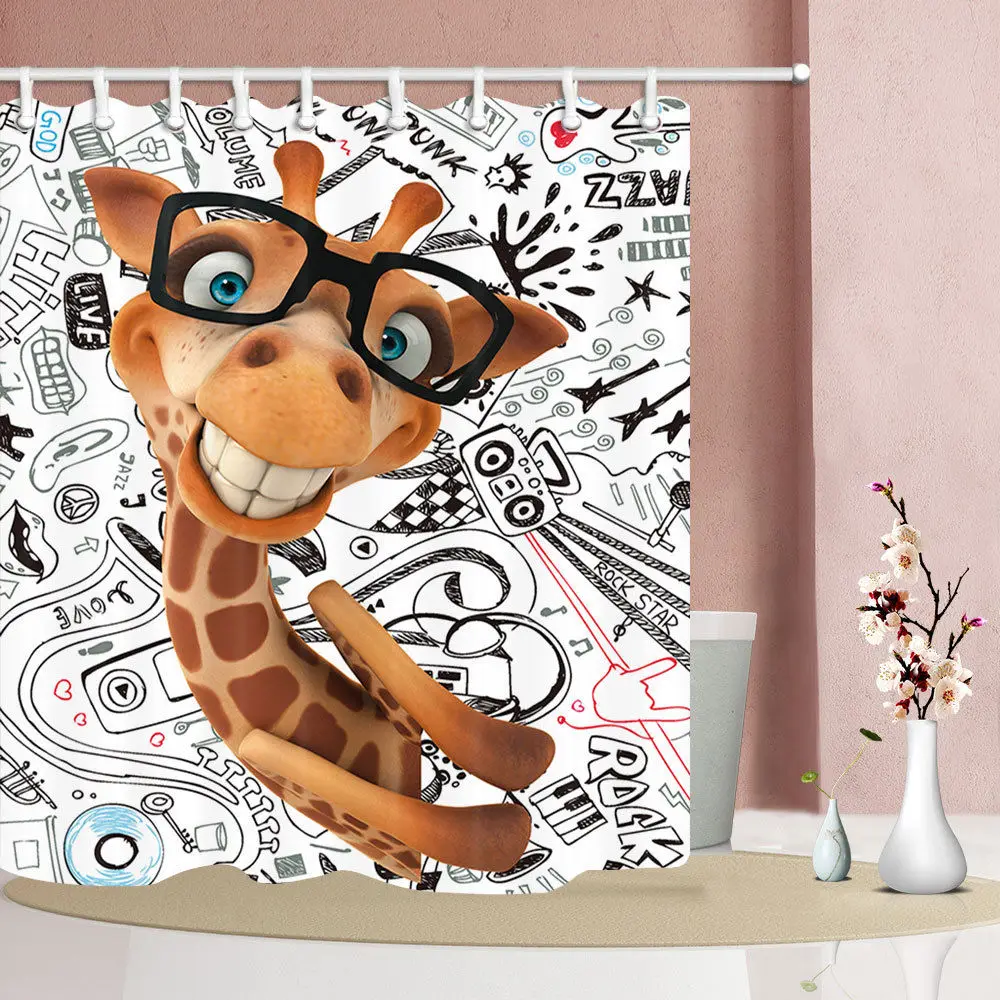 Funny Giraffe With Glasses Waterproof Fabric Bath Shower Curtain & 12 Hooks
Funny Giraffe With Glasses Waterproof Fabric Bath Shower Curtain & 12 Hooks