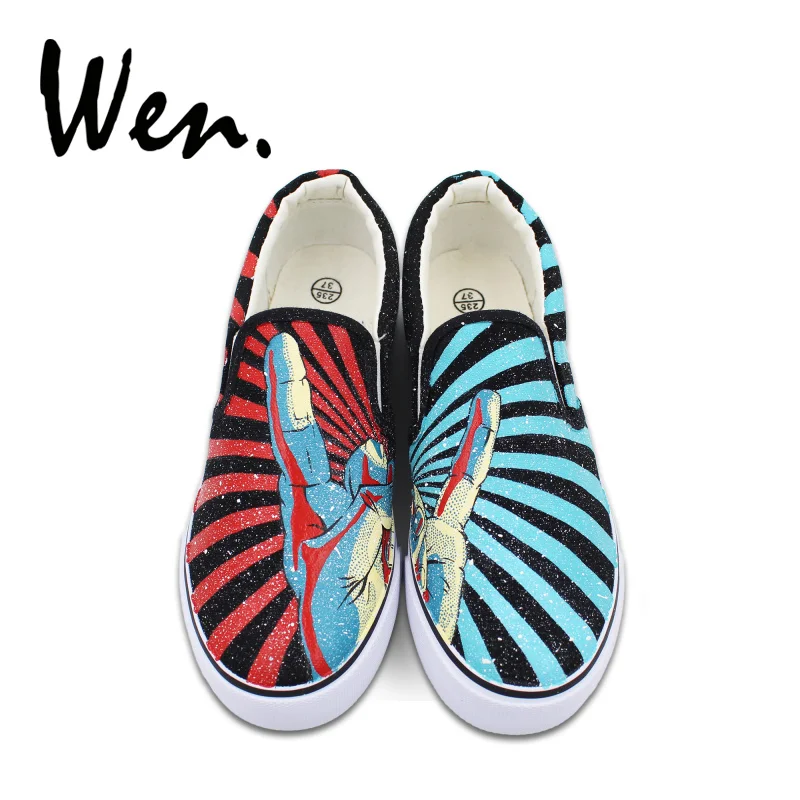 Wen Men Casual Shoes Slip on Low Flat Original Design Rock Roll Gesture Hand Painted Canvas Sneakers Shallow Mouth Plimsolls
Wen Men Casual Shoes Slip on Low Flat Original Design Rock Roll Gesture Hand Painted Canvas Sneakers Shallow Mouth Plimsolls