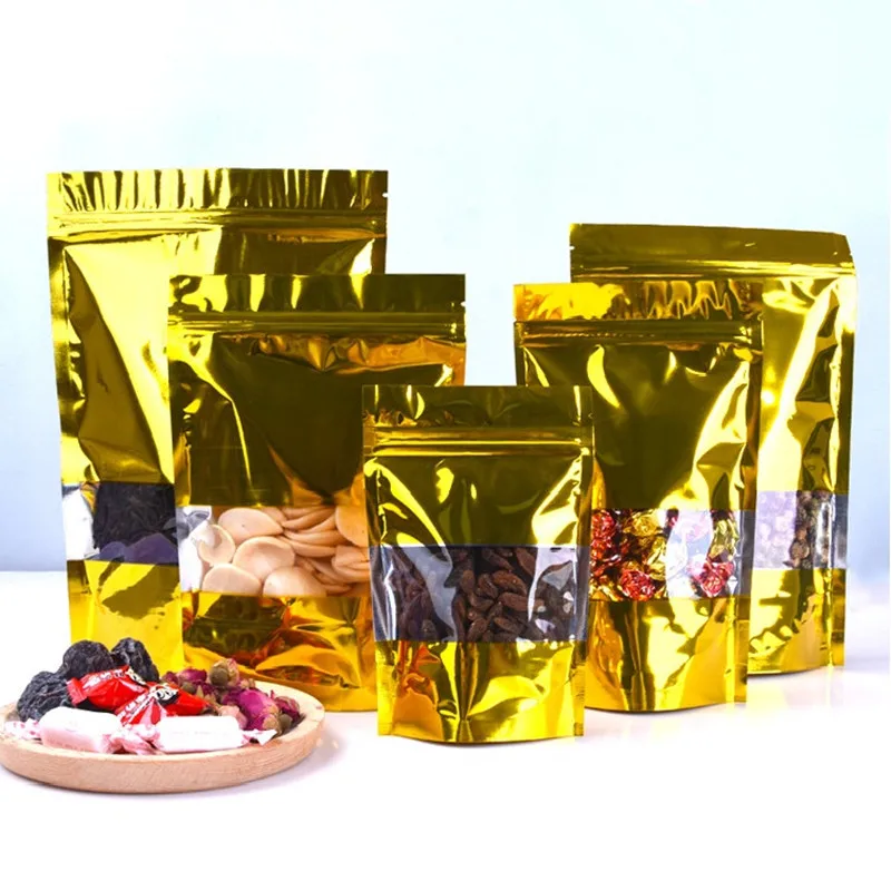 Wholesale 100pcs Glossy Gold Aluminum Foil Window Ziplock Bag Stand up Gold Plastic Powder Coffee Sugar Nuts Gift Packing Pouch
Wholesale 100pcs Glossy Gold Aluminum Foil Window Ziplock Bag Stand up Gold Plastic Powder Coffee Sugar Nuts Gift Packing Pouch