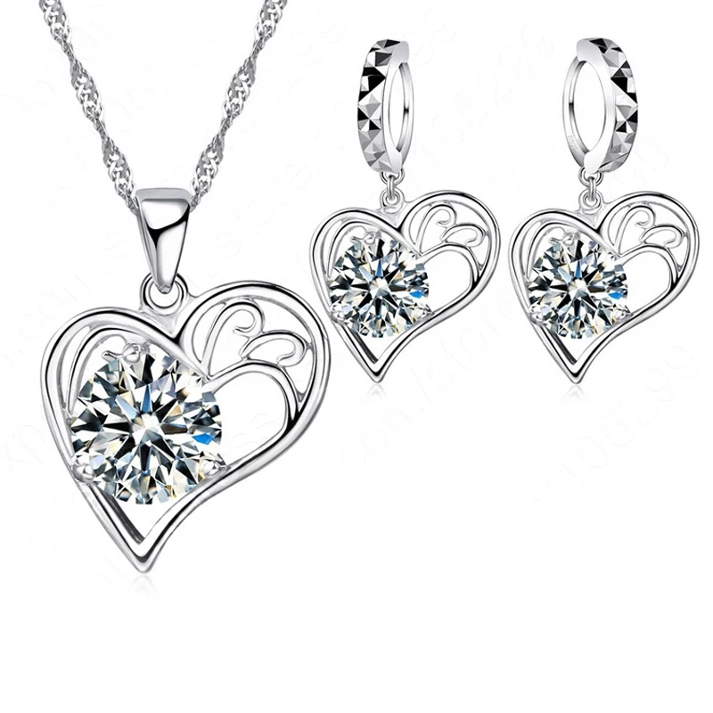 Latest Model Charming Heart For Women Wedding Decoration 925 Sterling Silver Crystal Necklace Earring Jewelry Sets 
Latest Model Charming Heart For Women Wedding Decoration 925 Sterling Silver Crystal Necklace Earring Jewelry Sets