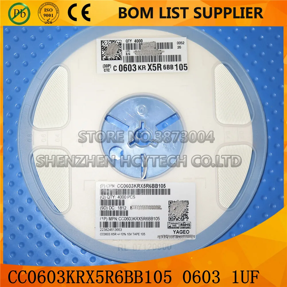 4000 шт., электронные детали CC0603KRX5R6BB105 0603 мкФ, новые и строительные детали
4000 шт., электронные детали CC0603KRX5R6BB105 0603 мкФ, новые и строительные детали