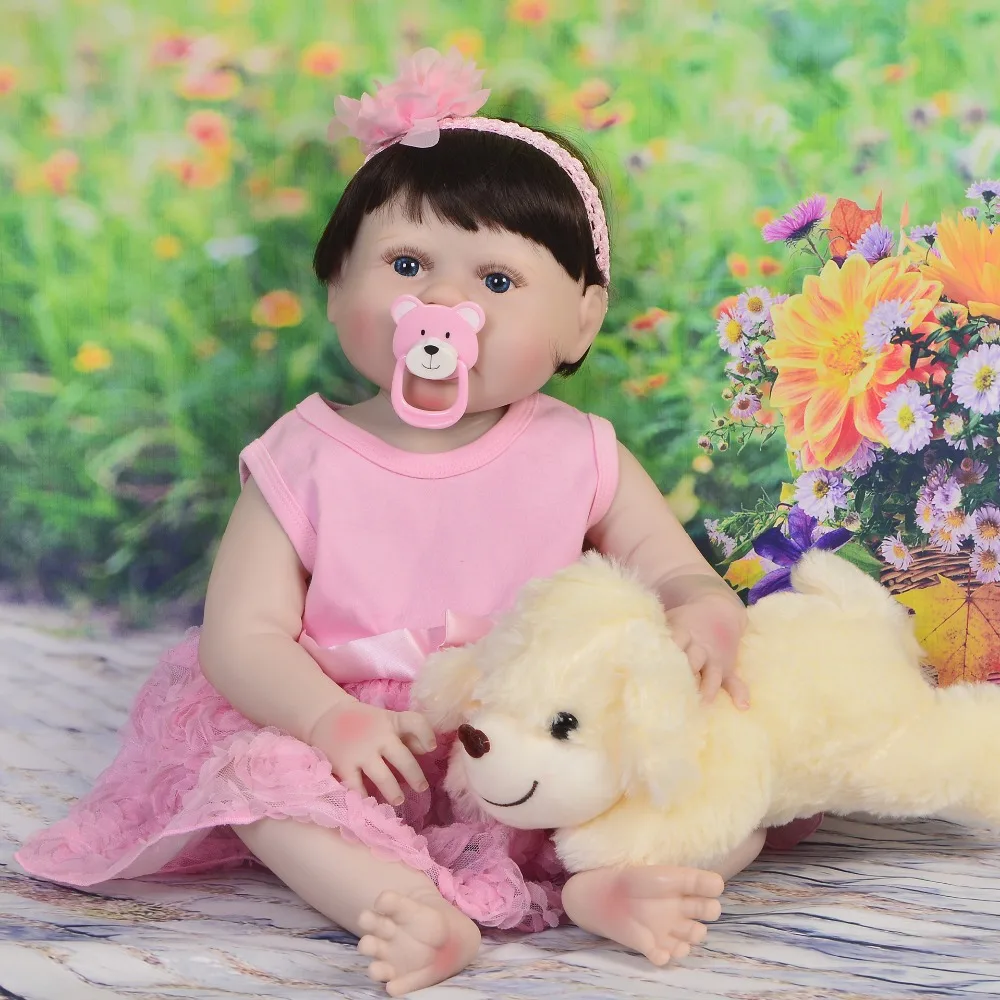 57CM Real Full Silicone Body Girl Reborn Baby Doll Toys with puppy plush Realistic Newborn Princess bebes reborn menina boneca
57CM Real Full Silicone Body Girl Reborn Baby Doll Toys with puppy plush Realistic Newborn Princess bebes reborn menina boneca
