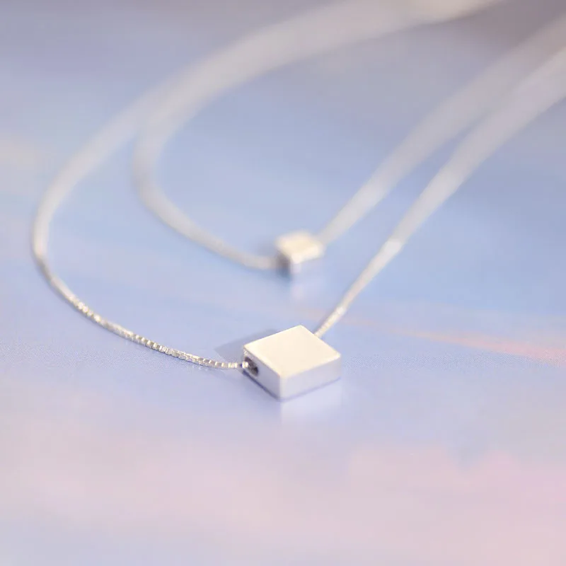 Daisies 925 Sterling Silver Jewelry Double Layer Chain Choker Necklace For Women Simple Geometry Square Necklaces & Pendants
Daisies 925 Sterling Silver Jewelry Double Layer Chain Choker Necklace For Women Simple Geometry Square Necklaces & Pendants