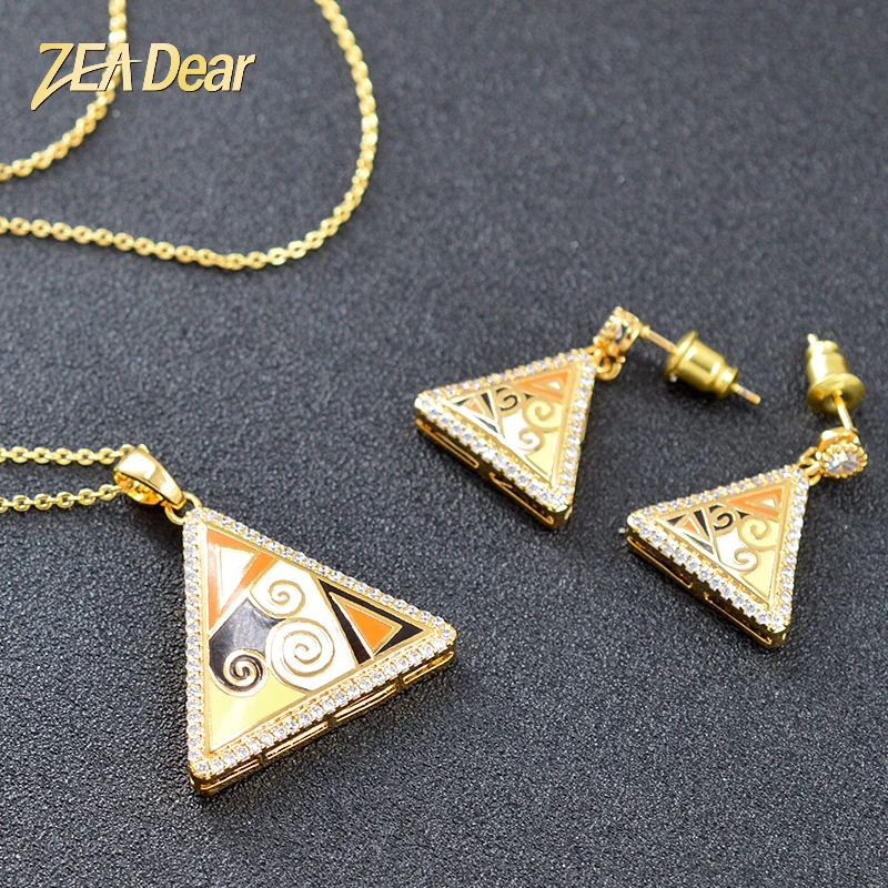 Diana baby Jewelry Enamel Colorful Jewelry Sets Women Earrings Necklace Pendant Cubic Zircon Triangle Jewelry Sets For Party
Diana baby Jewelry Enamel Colorful Jewelry Sets Women Earrings Necklace Pendant Cubic Zircon Triangle Jewelry Sets For Party