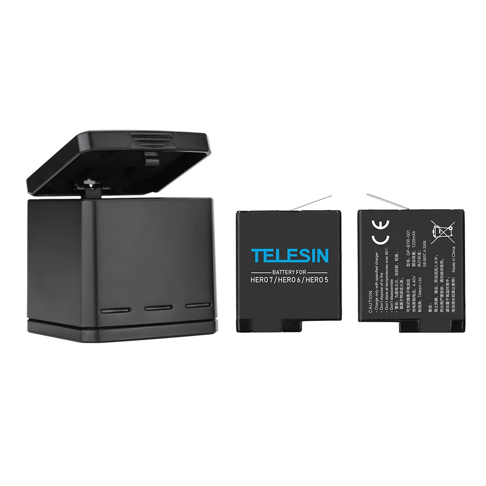 TELESIN 2 Pack Battery+3 Slots Battery Charging Box +USB Charging Cable for GoPro Hero 5 Hero 6 Charger Battery Accessories
TELESIN 2 Pack Battery+3 Slots Battery Charging Box +USB Charging Cable for GoPro Hero 5 Hero 6 Charger Battery Accessories