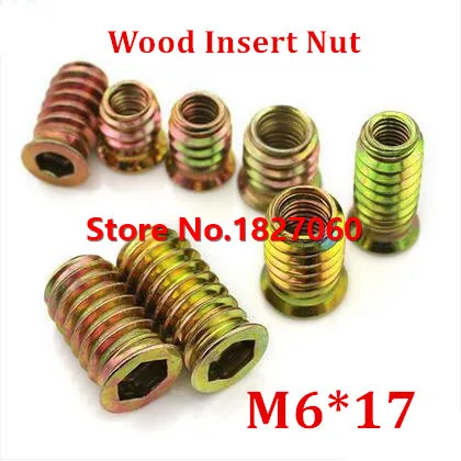 20pcs M6*17 Furniture Hex Drive Head Nut Thread, Wood Insert Nuts Color zinc Plated carbon steel
20pcs M6*17 Furniture Hex Drive Head Nut Thread, Wood Insert Nuts Color zinc Plated carbon steel