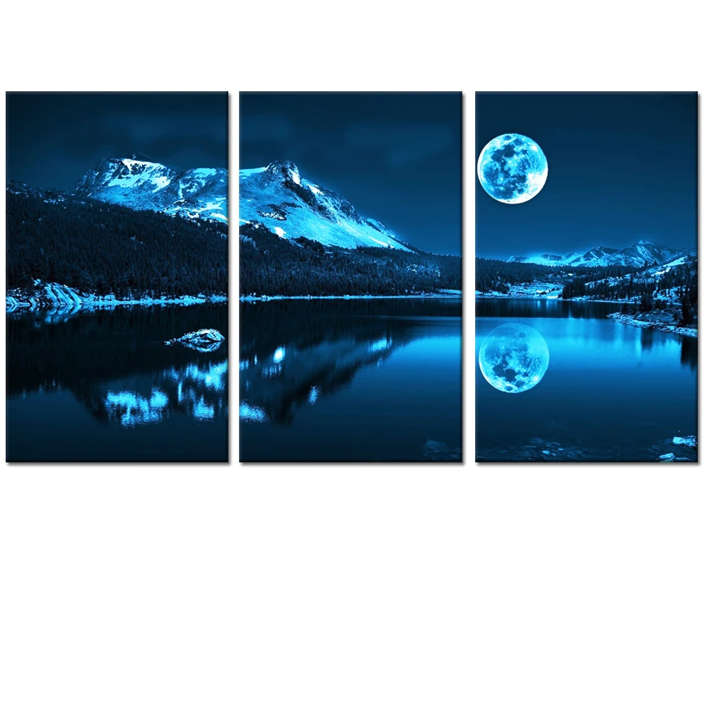 3 Pieces Full Moon Posters Wall Art Lake and Mountain Print Canvas Art Modern Style Picture Living Room Home Decor
3 Pieces Full Moon Posters Wall Art Lake and Mountain Print Canvas Art Modern Style Picture Living Room Home Decor
