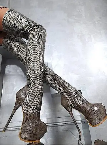 Python Print Leather Platform Bottine Size 43 Fetish Shoes Woman 16CM High Heels Botas Over Knee Thigh High Stiletto Boots
Python Print Leather Platform Bottine Size 43 Fetish Shoes Woman 16CM High Heels Botas Over Knee Thigh High Stiletto Boots