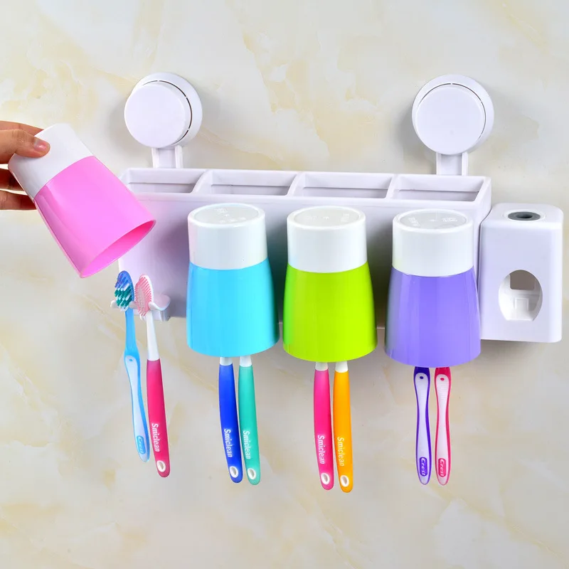 Seamless Creative Wall with Four Double Sucker Wash Toothbrush Holder Sets Automatic Toothpaste Dispenser with Cups
Seamless Creative Wall with Four Double Sucker Wash Toothbrush Holder Sets Automatic Toothpaste Dispenser with Cups
