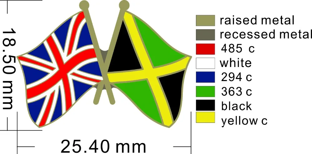 Фото Jamaica n uk металлический крест флаг значок + Железная латунь Краски - купить