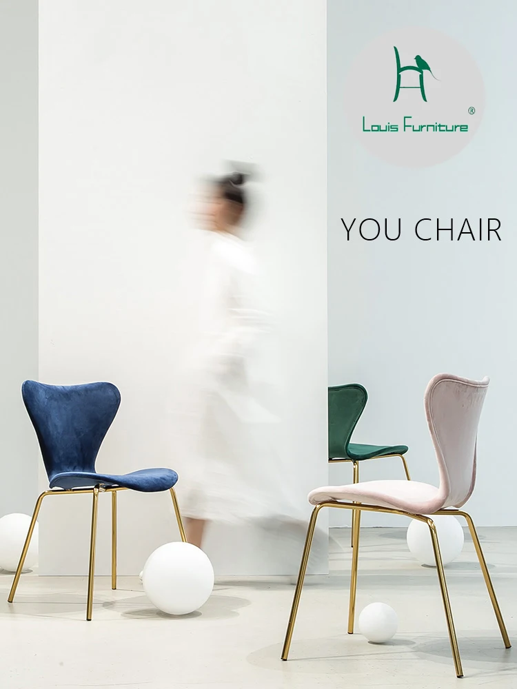 Louis fashion Dining chairs Golden velvet art net red ins makeup metal fashion simple stool back
Louis fashion Dining chairs Golden velvet art net red ins makeup metal fashion simple stool back