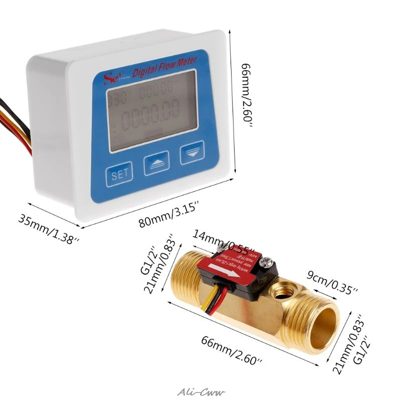 Digital LCD display Water flow sensor meter flowmeter totameter Temperature time record With G1/2" flow sensor
Digital LCD display Water flow sensor meter flowmeter totameter Temperature time record With G1/2" flow sensor