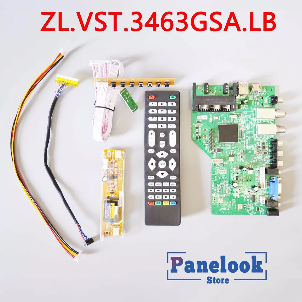 

New ZL.VST.3463GSA.LB Universal Digital Driver Board Supports DVB-T2 DVB-S2 DVB-C with CI Card+7 Key Cable+2 LAMP Inverter+LVDS