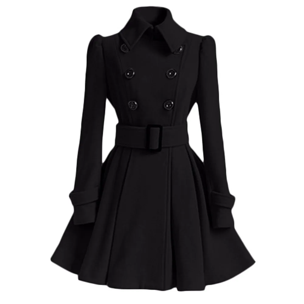 Nice Autumn Winter Women Overcoat Slim A-Line Solid Sash Double-Breasted Lapel Neck Mid-Long Fashion Warm Trench Coat Outwears 
Nice Autumn Winter Women Overcoat Slim A-Line Solid Sash Double-Breasted Lapel Neck Mid-Long Fashion Warm Trench Coat Outwears