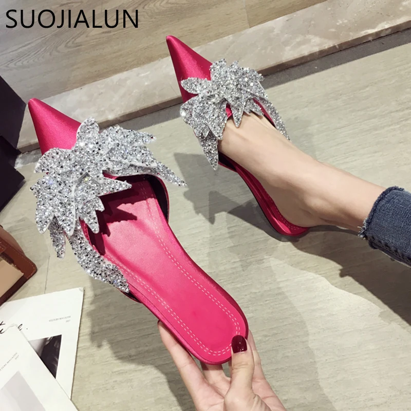 SUOJIALUN 2019 Spring Summer Flat Mules Shoes Women Fashion Crystal Slippers Casual Slip On Flats Heel Slides Elegant Sandals
SUOJIALUN 2019 Spring Summer Flat Mules Shoes Women Fashion Crystal Slippers Casual Slip On Flats Heel Slides Elegant Sandals