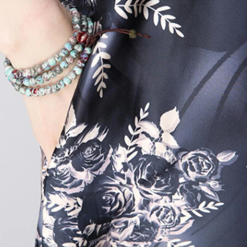 Women Dress Floral Print Silk Dress New Fashion Vintage Short sleeve Loose Summer Dresses 2018 new Plus Size V neck Vestidos
Women Dress Floral Print Silk Dress New Fashion Vintage Short sleeve Loose Summer Dresses 2018 new Plus Size V neck Vestidos
