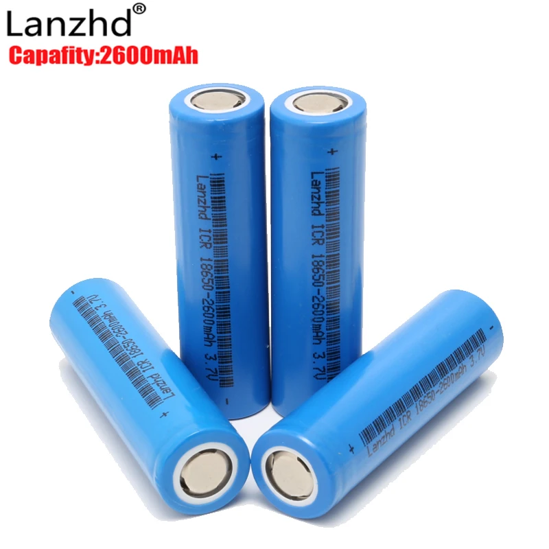 

Rechargeable battery 18650 lithium 3.7V ICR18650 2600mAh Li lon Rechargeable Batteries Li-lon 26F