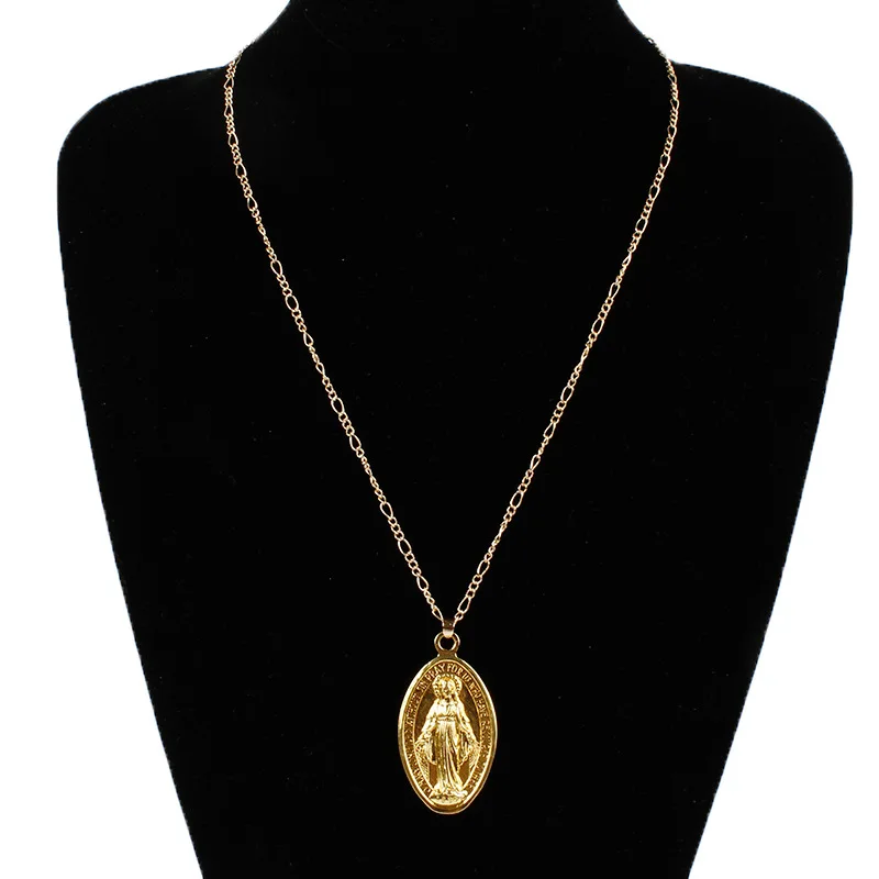 Fashion Gold Silver Long Chain Pendant Necklace Women Virgin Mary Medallion Religious Catholic Statement Necklace Jewelry
Fashion Gold Silver Long Chain Pendant Necklace Women Virgin Mary Medallion Religious Catholic Statement Necklace Jewelry