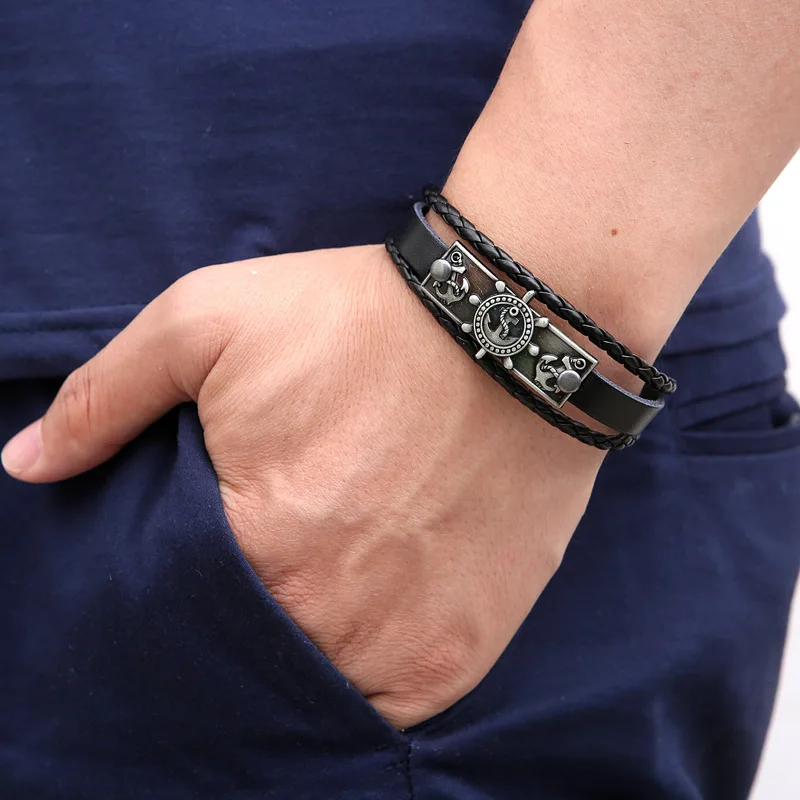 Europe and the United States anchor navy wind pure hand-woven cowhide bracelet retro fashion men's bracelet jewelry
Europe and the United States anchor navy wind pure hand-woven cowhide bracelet retro fashion men's bracelet jewelry
