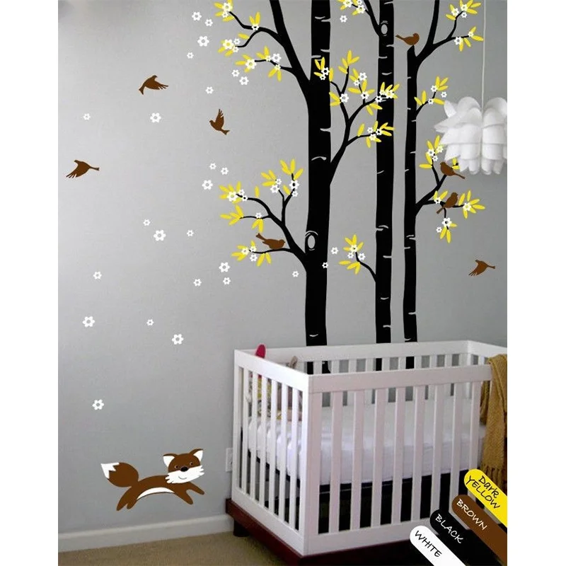 Tree wall decal fox birds wall decals flower wall sticker kids floral wall 235X128CM
Tree wall decal fox birds wall decals flower wall sticker kids floral wall 235X128CM