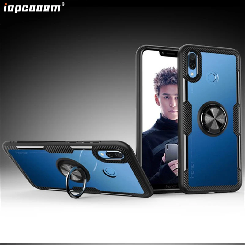Чехол для Huawei Honor 8X противоударный прозрачный чехол с кольцом-держателем пальцев