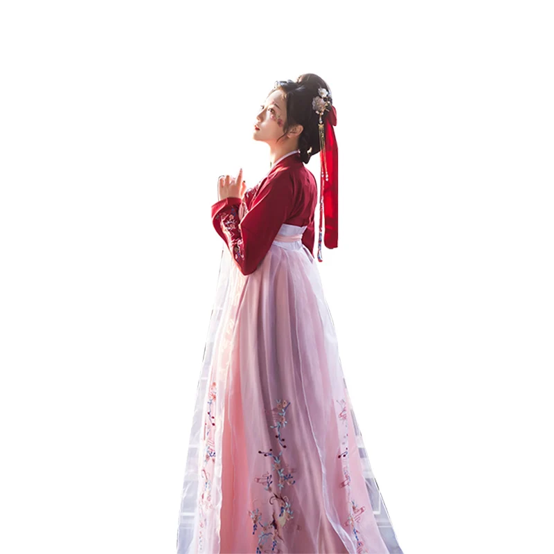 Новое китайское платье Hanfu женское традиционное Тан старинная Китайская одежда