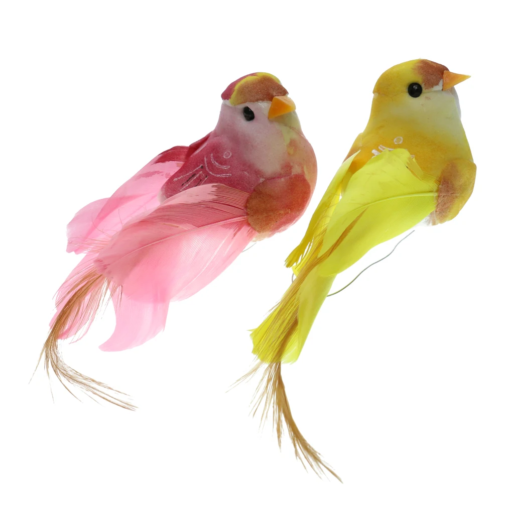 

1 пара яркие маленькие птицы орнамент Имитация животных открытый патио дерево декор