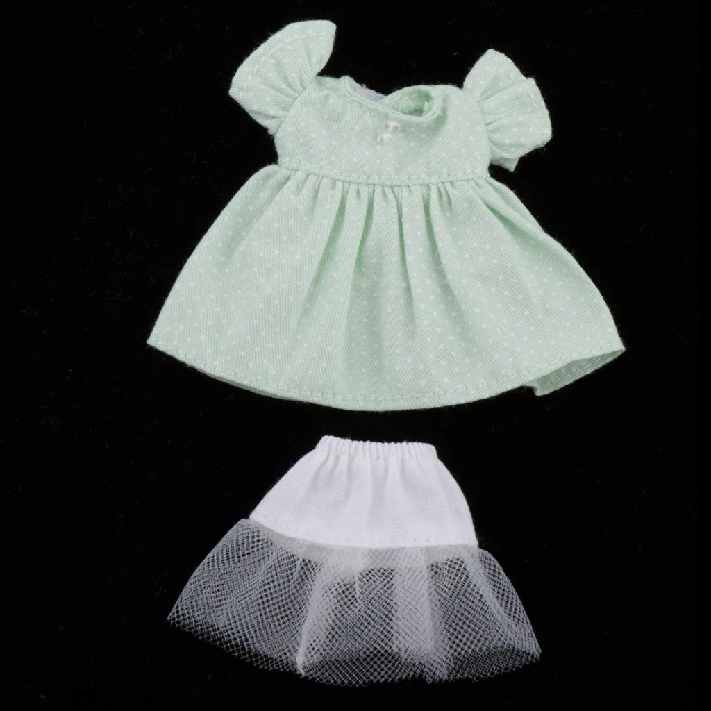 1/12 Fashion Doll Clothing Dotted Dress Pettiskirt Outfit for Mini 11cm OB Dolls Up Accessories | Игрушки и хобби