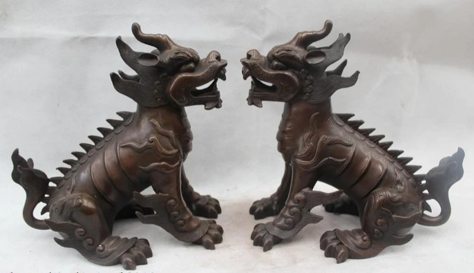 bi001403 9"Lucky Chinese Bronze Fly Dragon unicorn Kylin Chi-lin Qilin Statue Pair
bi001403 9"Lucky Chinese Bronze Fly Dragon unicorn Kylin Chi-lin Qilin Statue Pair
