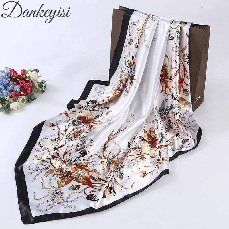 DANKEYISI 2018 весенние шарфы женские шелковые 90*90 см фуляр женский хиджаб шарф