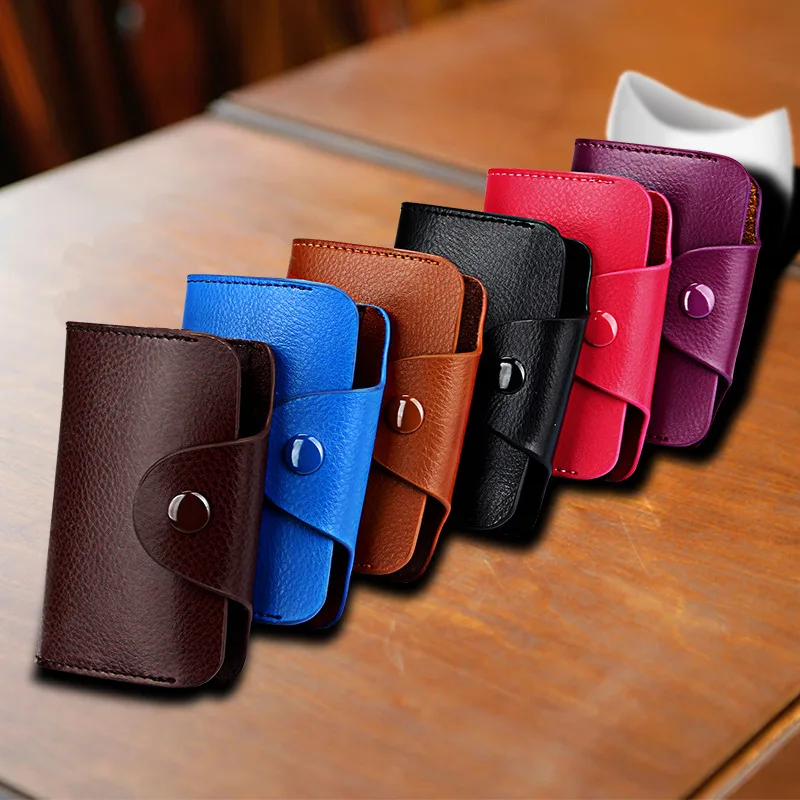 Genuine Leather Women Men Credit ID Card Holder Case Extendable Business Bank Cards Bag Small Wallet Coin Purse Carteira Mujer | Багаж и