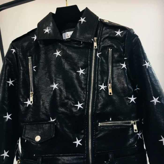 2019 New Fashion Women's Leather Jacket Spring and Autumn Student Girls Pentagram Embroidered Pu Coat Short Motorcycle Jackets
2019 New Fashion Women's Leather Jacket Spring and Autumn Student Girls Pentagram Embroidered Pu Coat Short Motorcycle Jackets
