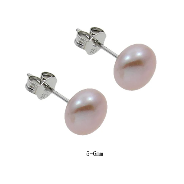 Серьги гвоздики женские с натуральным серебром 5 6 мм|stud earrings|freshwater pearl earringspearl