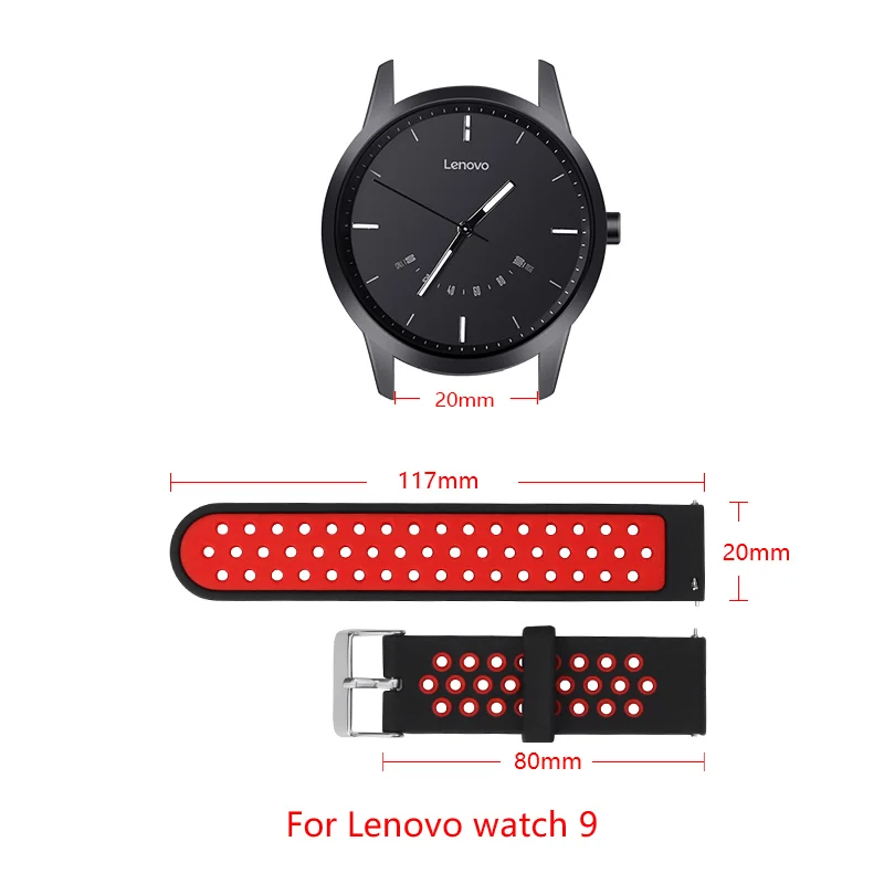 Силиконовый ремешок для часов Lenovo watch 9 20 мм двухцветный регулируемый размер