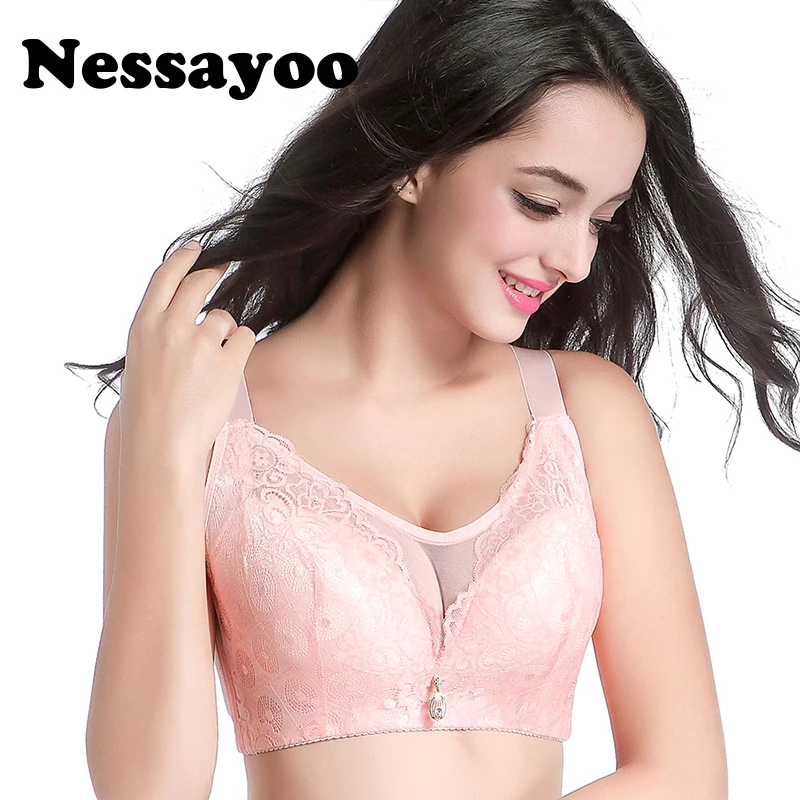 

For Women as gift Plus Size Nude bra 44/100 42/95 40/90 38/85 36/80 C D DD E Cup Great Appliques Cotton Push Up Super Size Bras