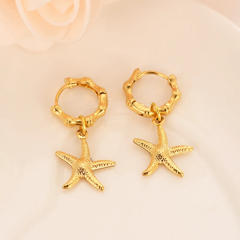 Gold drop Earring cute starfish For Women Birthday Gift Trendy Gold Color Beautiful Engagement /Wedding Bands Promise Earring
Gold drop Earring cute starfish For Women Birthday Gift Trendy Gold Color Beautiful Engagement /Wedding Bands Promise Earring