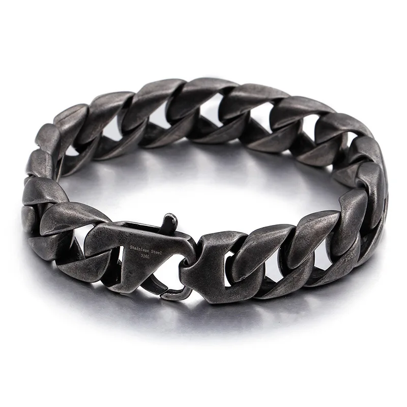 Retro-fashionable Titanium Steel Bracelet for Men Fashionable Simple Chao Men's Bracelet Black Cast Stainless Steel Jewelry