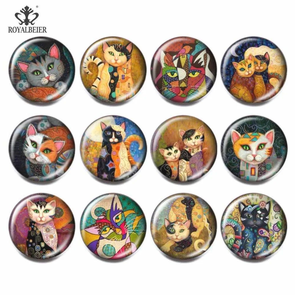 Royalbeier 12pcs/lot Multi-color Egyptian Cat Glass Cabochon Beads 18mm Colorful Snap Button Charm Bracelet Women Jewelry kg0132
Royalbeier 12pcs/lot Multi-color Egyptian Cat Glass Cabochon Beads 18mm Colorful Snap Button Charm Bracelet Women Jewelry kg0132