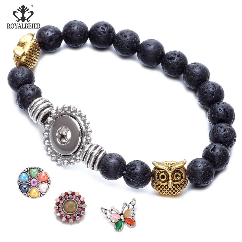 RoyalBeier Trendy Jewelry Natural Stone Bracelets With Match 18/12mm Snap Volcanic Stone Beads Owl Bracelets For Women Gift
RoyalBeier Trendy Jewelry Natural Stone Bracelets With Match 18/12mm Snap Volcanic Stone Beads Owl Bracelets For Women Gift