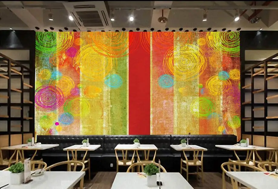 Custom retro wallpaper,Colorful circle stripes,3D photo mural for living room bedroom restaurant background wall PVC wallpaper
Custom retro wallpaper,Colorful circle stripes,3D photo mural for living room bedroom restaurant background wall PVC wallpaper