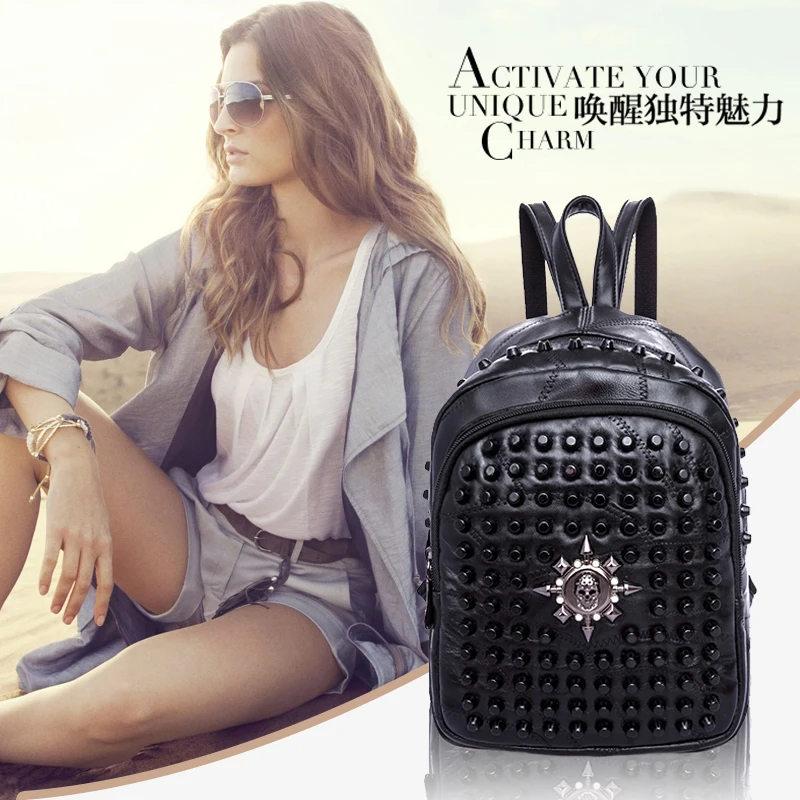 Fashion Patchwork Skull Rivet Backpack Women Shoulder Back Packs Bag Spring/summer New Version Tide Female Casual Backpacks
Fashion Patchwork Skull Rivet Backpack Women Shoulder Back Packs Bag Spring/summer New Version Tide Female Casual Backpacks