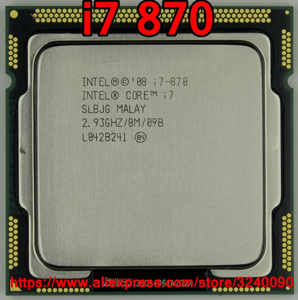 Оригинальный четырехъядерный процессор Intel Core i7 870 2 93 ГГц LGA1156 8 Мб кэш памяти 95 Вт